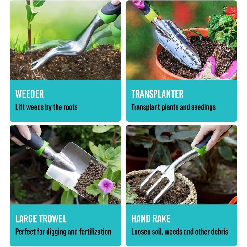 9 Pcs Ergonomic Garden Tool Se - Trowel Garden Tools 评论和价格