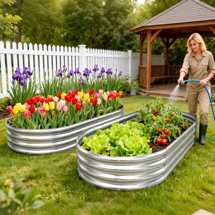 2Pcs Thickened Galvanized Oval - Raised Garden Bed 评论和价格
