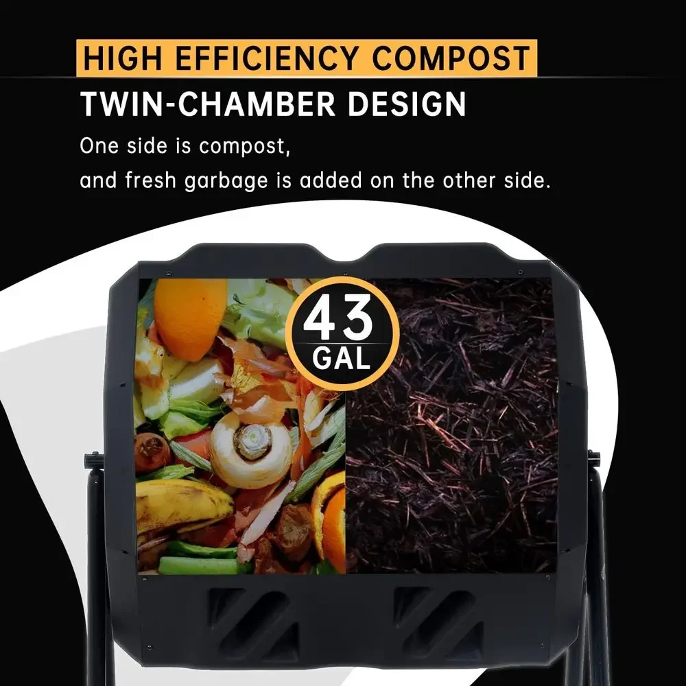 Dual Chamber 43 Gallon Rotatin - Compost Bin 评论和价格